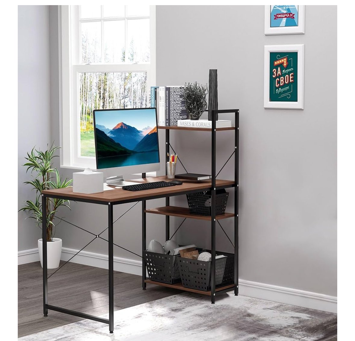 Bureau d'angle avec Rangement Design Industriel