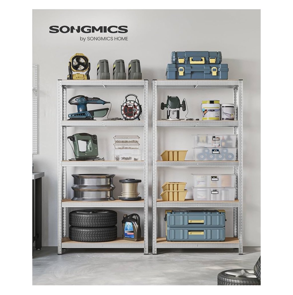 SONGMICS Lot de 2 Étagère de Rangement à 5 Niveaux