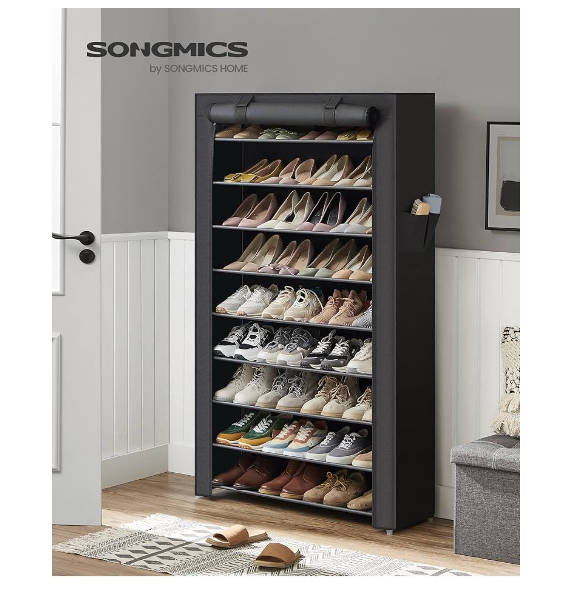 SONGMICS Étagère à Chaussures en Tissu à 10 Niveaux
