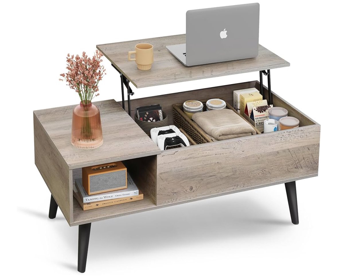 Table Basse relevable avec Rangement Caché